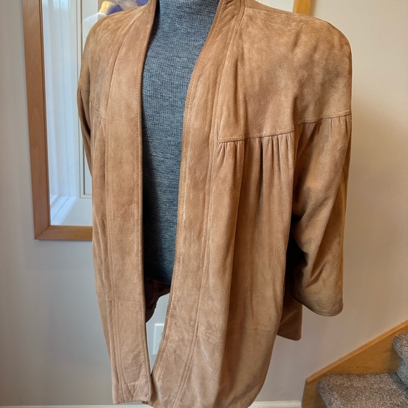VTG Amen Wardy 100% Leather/ Suede Pleated Swing Jacket - Picture 1 of 9
